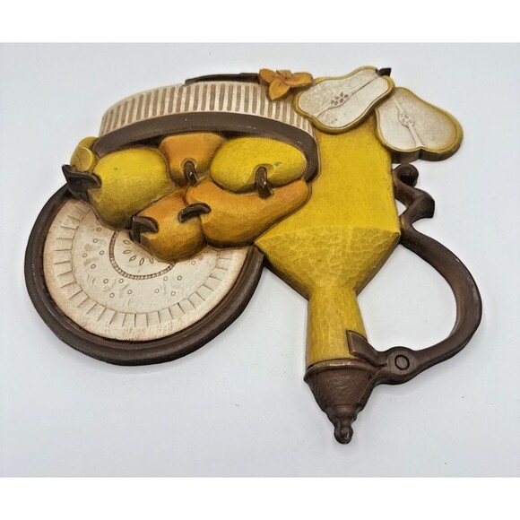 Vintage Syroco Fruit Wall Plaque Kitchen Fruit Yellow Orange Apple Pear 7610A - Picture 6 of 11